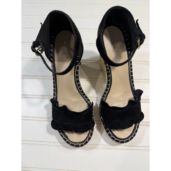 Marc Fisher Kickoff Espradrille Suede Sandal in Black Size 7 - Picture 3 of 6